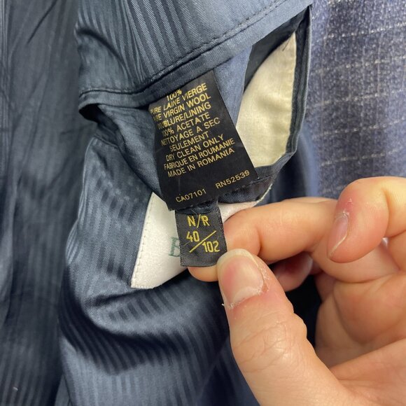 Bill Blass Sport Coat Mens 40R Dark Blue Microcheck Wool Tweed Blazer Formal - Picture 8 of 16